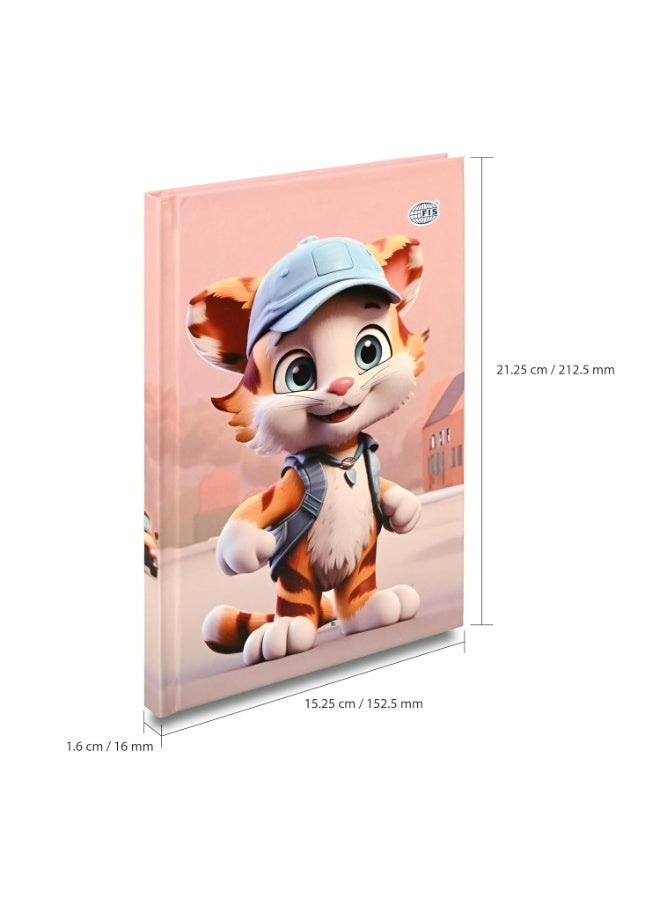 FIS® Hard Cover Notebook, Size A5(148x210mm), 96 Sheets, 192 Pages, Single Ruled, Packet of 5 Pieces, Cat Design 1-FSNBHCA596-CAT1 - Image 3